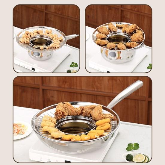 Stainless Steel Oil Control Drainer for Deep Fryers Food Residue Filter Drain Rack Multifunctional Kitchen Tool for Skewers Meat Oil Strainer Tray