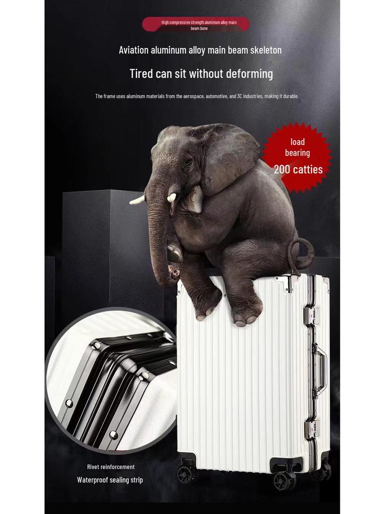 28" Women's Suitcase: Thick Aluminum Frame, Large Capacity, Silent Universal Wheels, Durable Travel Design. Logo Customization Available.