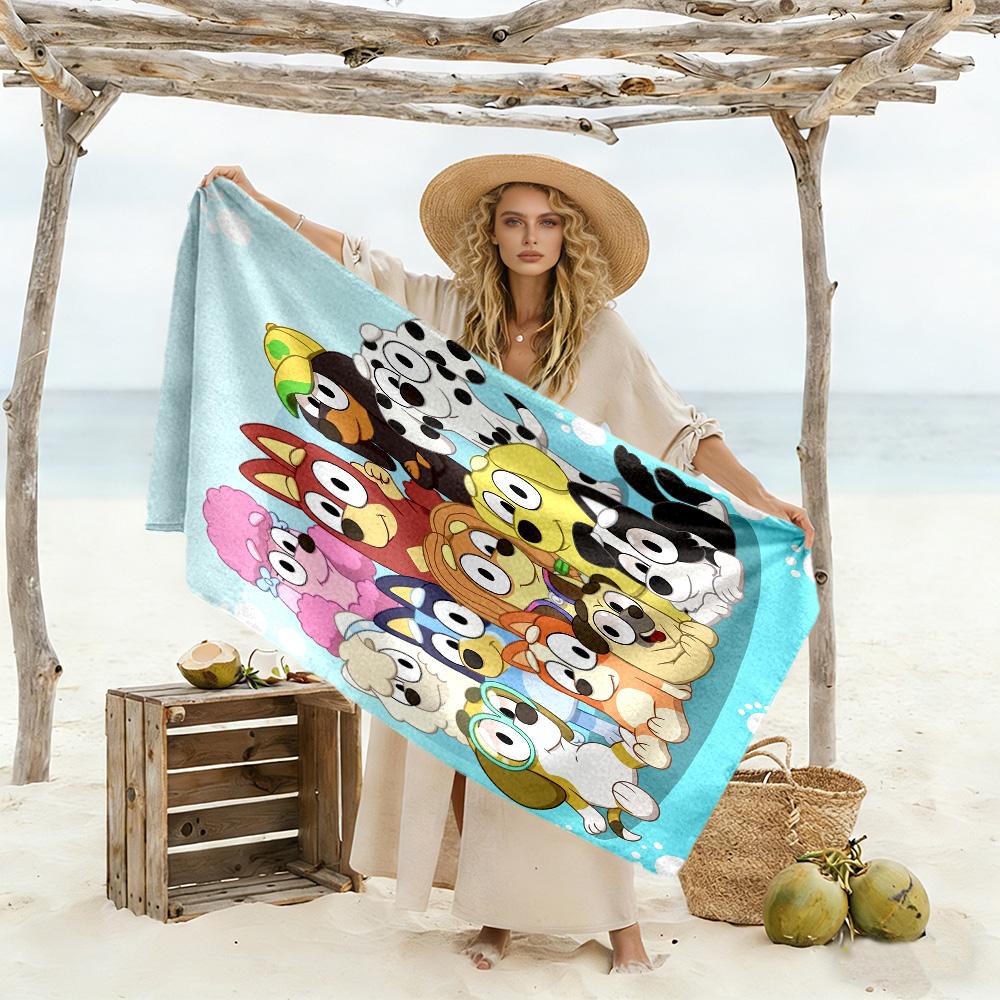 Bluey Bingo Adventure Beach Towel Quick-Dry Soft Microfiber Comfortable Lightweight