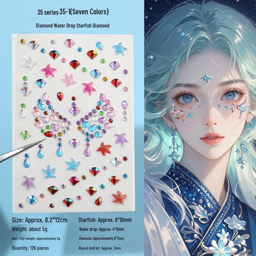 Children's Rhinestone Rose Diamond Face Stickers for Concert Makeup & Styling