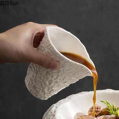 Pichet à lait en céramique de 200 ml, pour restaurant, gourmet, sauce, café, latte, fleur, accessoires pour la maison, blanc