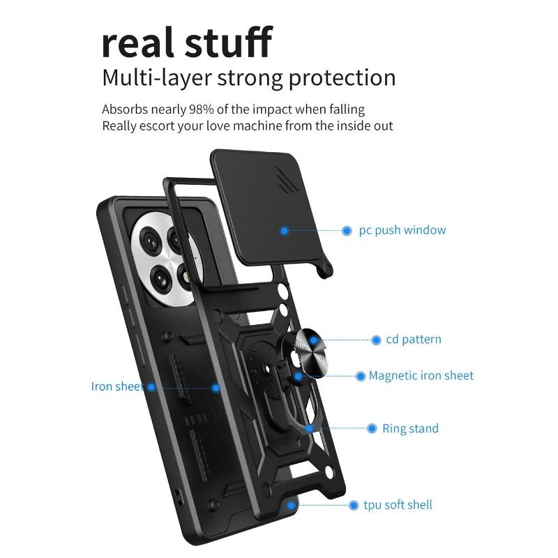 Camera protect case for OnePlus 13 OnePlus13 1 + 13 Armor Hybrid Metal Ring Holder Back Cover