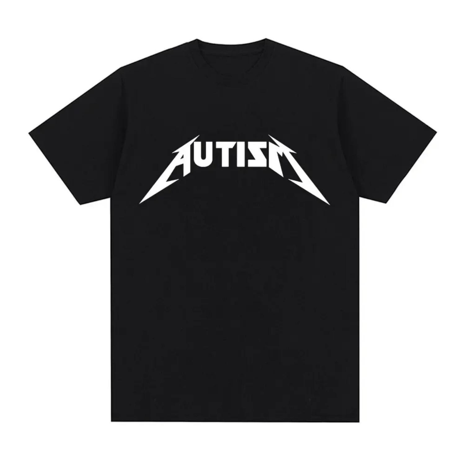 

Футболка Autism Metal Rock Meme Чоловіки Жіноча Мода Хіп-хоп З коротким рукавом Великі футболки Літні спортивні вільні футболки Топи XL чорний