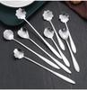 8PCS Flower Spoon Set Small Teaspoon Coffee Spoon Cute Ice Cream Dessert Spoon Silver Gold Stainless Steel Spoon For Coffee Tea