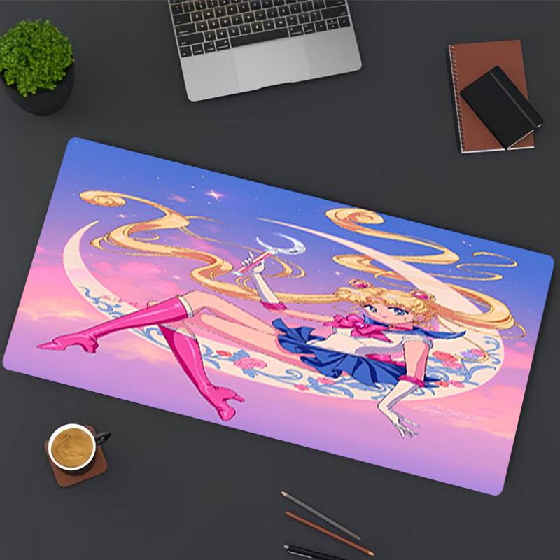 Tapis de Souris Impression Sailor Moon, pour Clavier, Ordinateur Portable PC, pour Bureau, Maison, Décoration de Bureau, Cadeau d'Anniversaire Parfait pour les Joueurs