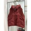 Women's Winter Plus Size Thickened Down Jacket Waistcoat Zip Models Sleeveless Loose Hooded Solid Colour Vest Coat
