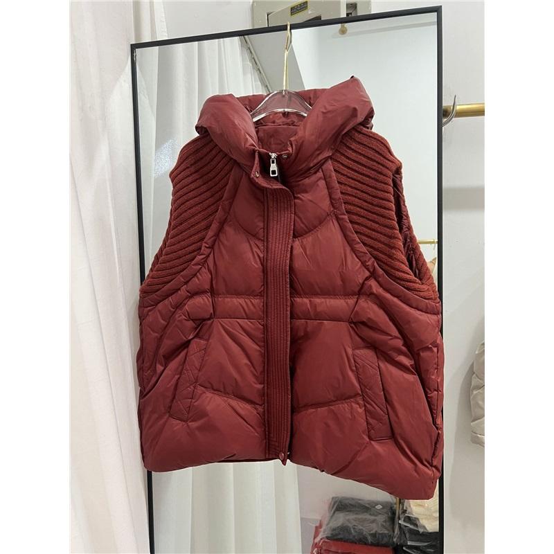 Women's Winter Plus Size Thickened Down Jacket Waistcoat Zip Models Sleeveless Loose Hooded Solid Colour Vest Coat