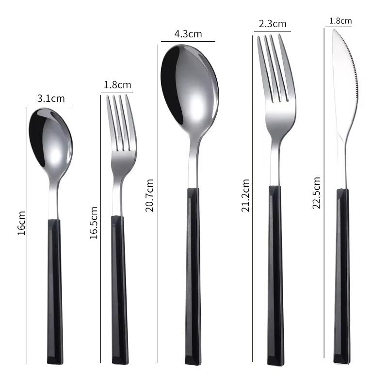 Juego de Cubiertos de Acero Inoxidable con Mango de Imitación Madera 5 Piezas Vajilla Occidental Cuchillo Tenedor Cuchara Juego de Cubiertos de Cocina Vajilla
