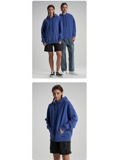 Men's Retro Wash-Faded Cotton Hoodie with Embroidered Logo