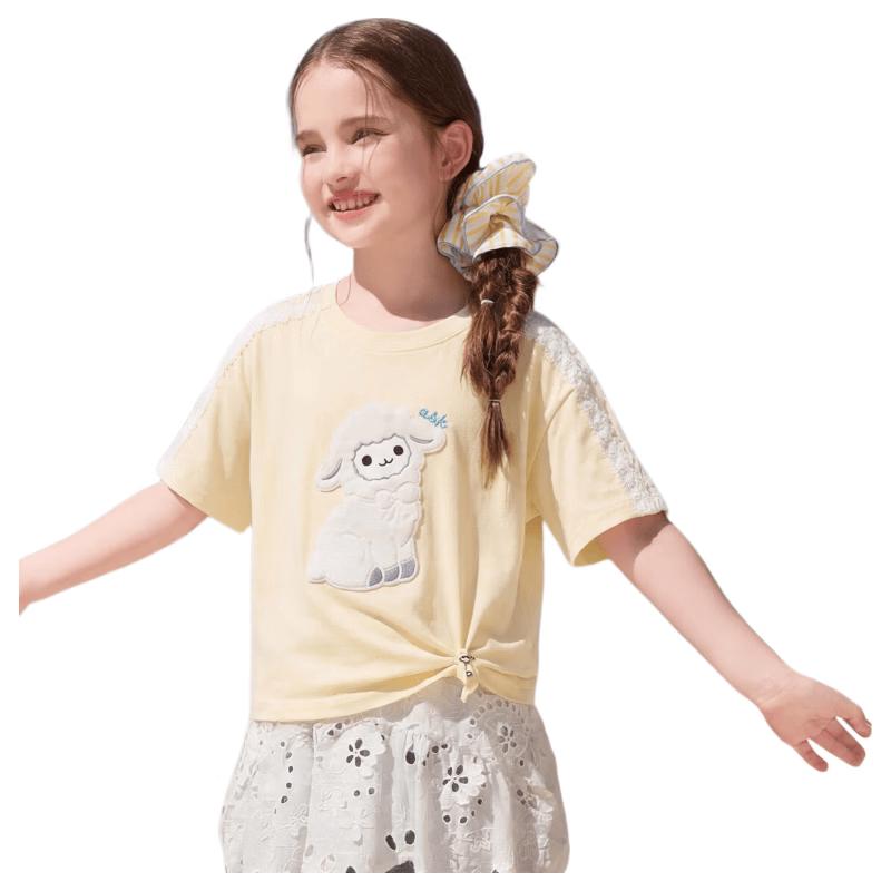 

ASK JUNIOR Girls Cute Appliqué Short Sleeve T-Shirt 130