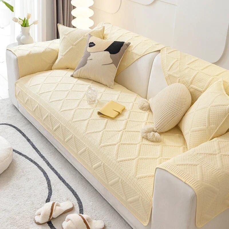 Nordic Cotton Sofa Cover Mat Pets Kid Mat Sofa Towel Anti-slip L Shape Couch Slipcover Removable Sofa Blanket for Living Room