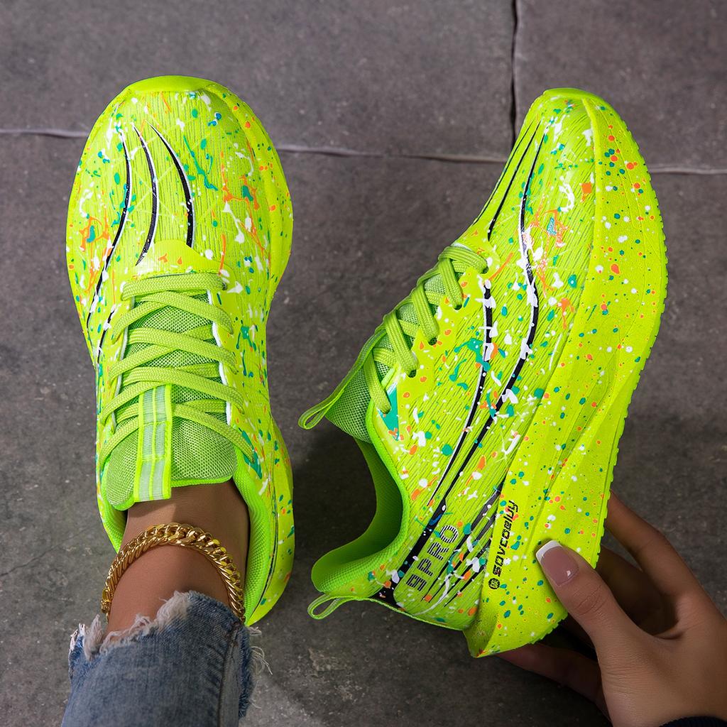 Ladies' Casual Versatile Thick Soled Shoes, Lightweight, Comfortable, Breathable, Sports Carbon Plate Couple Shoes, Night Light Fashion Running Shoes