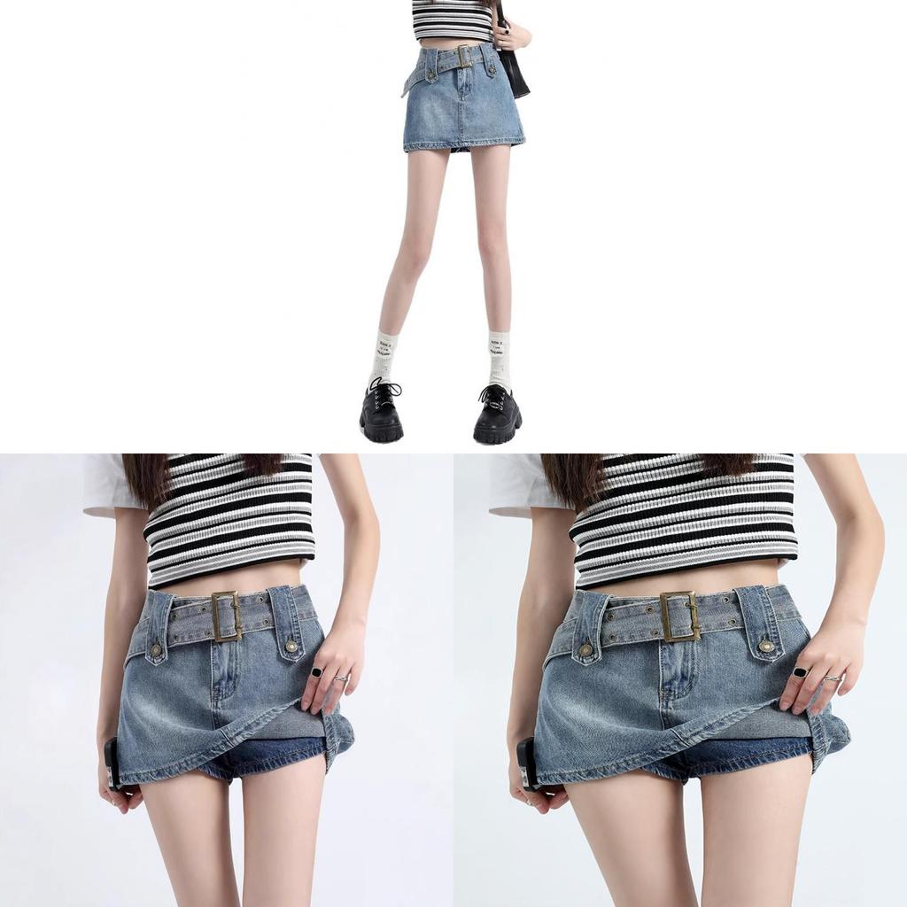 Denim Skirt For Women Summer High Waist Slim Fit With Zipper For Casual Wear