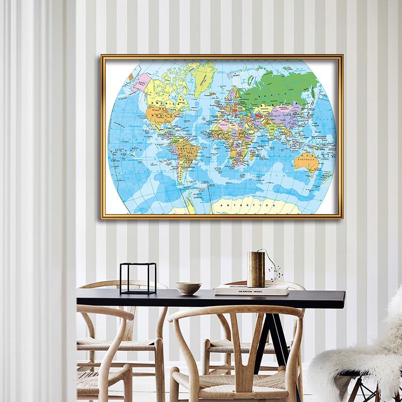 Spanish World Map Poster Large Wall Art Decorative Educational Map for School Home Office Study