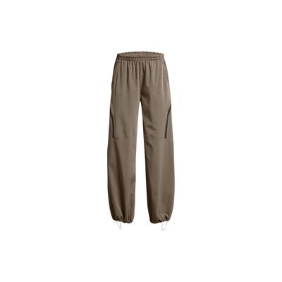 UA Unstoppable Solid Color Mid Waist Loose Fit Drawstring Cuffed Casual Pants Women Bottoms Olive-Brown 1382740-200