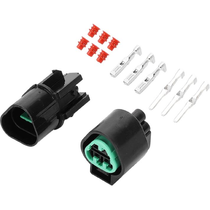 Kit de Conector de Plugue para Sensor de Carro de 3 Pinos Compatível para Hyundai para Kia, Série Plástica Impermeável de 2,2 mm Conector de Terminal de Fio Macho Fêmea Preto