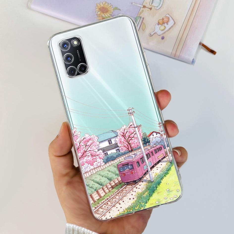 For OPPO A52 Case OPPOA52 CPH2069 A 52 Flower Phone Case Fashion Transparent Silicone Soft TPU Back Cover For OPPO A72 A92 Coque