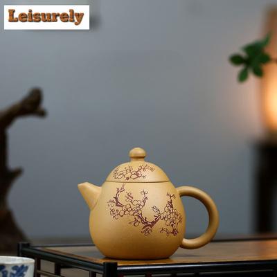 250 ml Yixing Lila Ton Teekannen Handgefertigte Pflaumenblüte Drachenei Topf Roherz Abschnitt Schlammkessel Mit Teesieb Zisha Teeset Geschenk