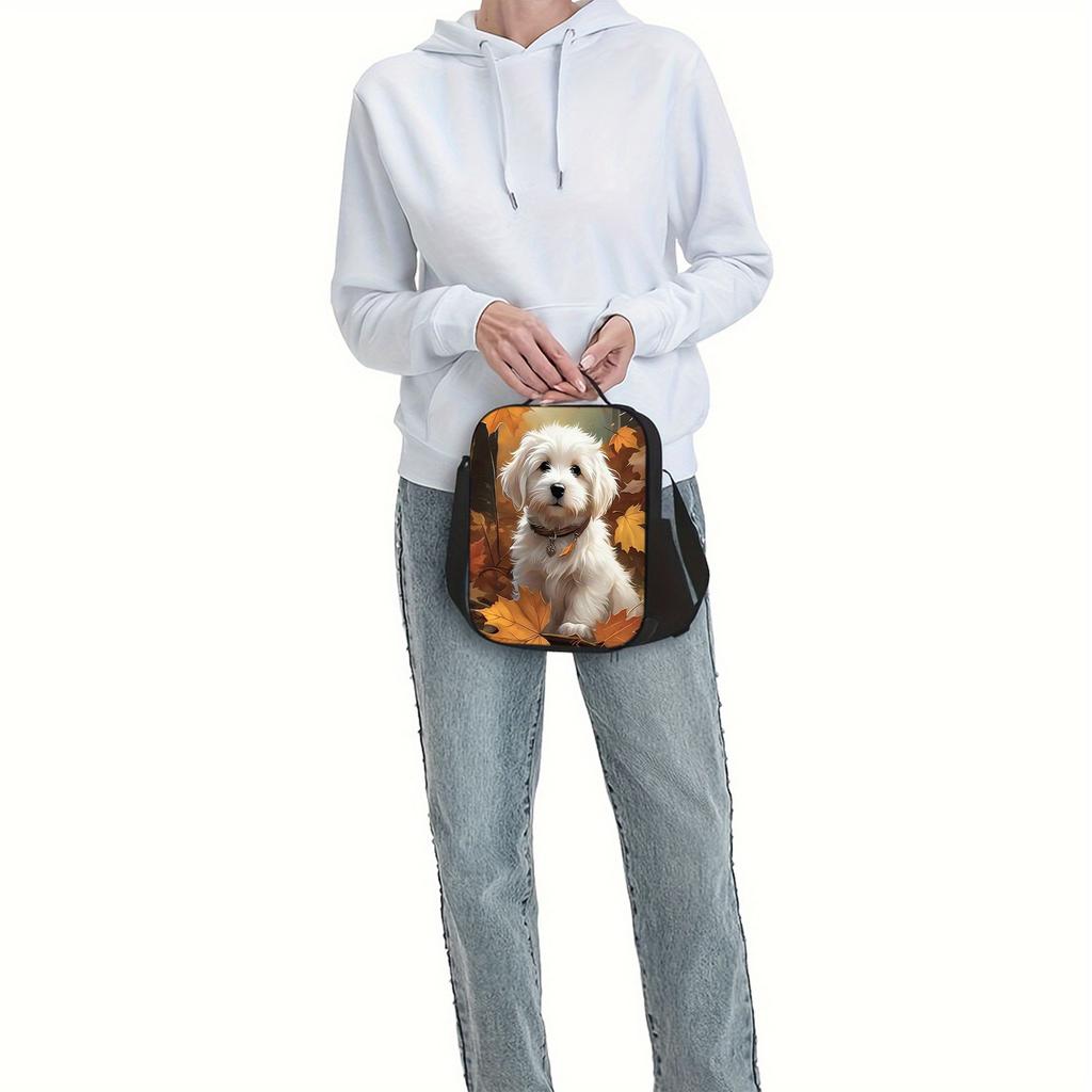 Adjustable Border Collie Puppy Print Insulated Lunch Bag – Reusable, Lightweight & Foldable for Work, School, Picnics,