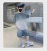 2023 Kids' Summer Sportswear: Boys' Korean Style Short-Sleeved Top & Wide-Leg Shorts Set