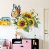 Butterfly and Sunflower Window Sticker Colorful Window Cling Decoration for Home Bedroom Living Room Glass Decor