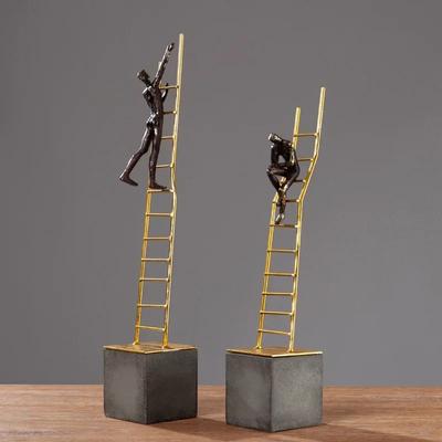 Stair Climber Character Resin Statue Abstract Crafts Golden Ladder Figures Sculpture Desk Decoration Ornaments Modern Home Decor