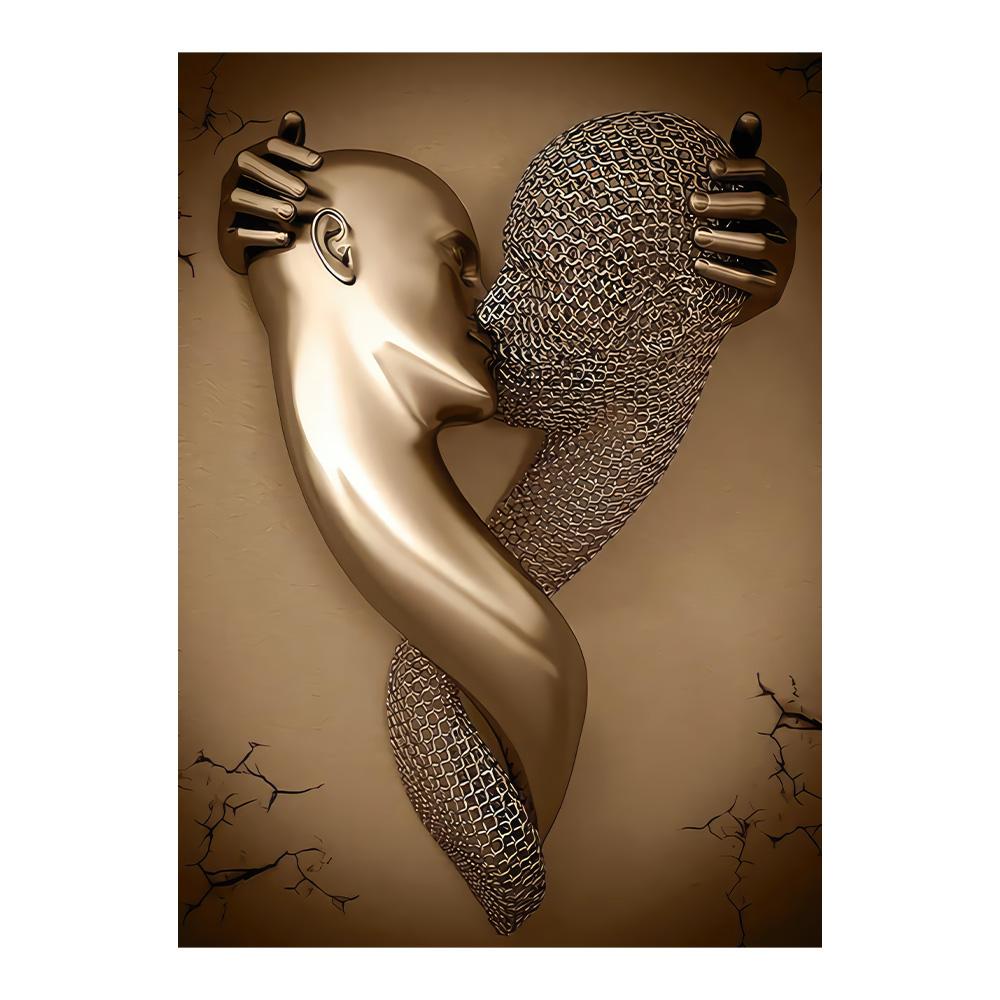 Modern Metal Figure Statue Art Romantic Minimalist Wall Art Print Canvas Painting Posters for Living Room Modern Home Decor