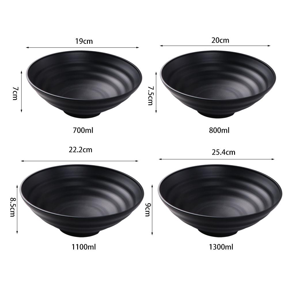 Soup Bowls Melamine Ramen Bowl Ring Stripes Pure Black Fruit Salad Bowl Japanese Style Large Capacity Noodle Bowl Rice