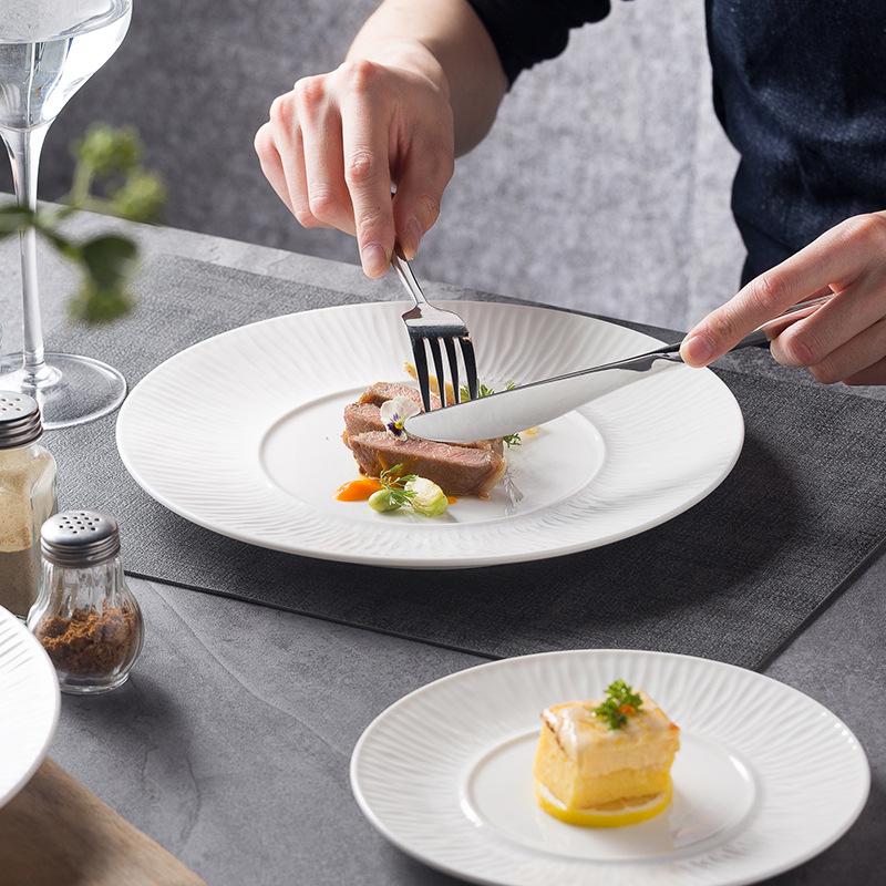 Nordic Western Food Plate Steak Plate Special Bone Plate Personalized Home Pasta Plate Restaurant Hotel Ceramic Tableware