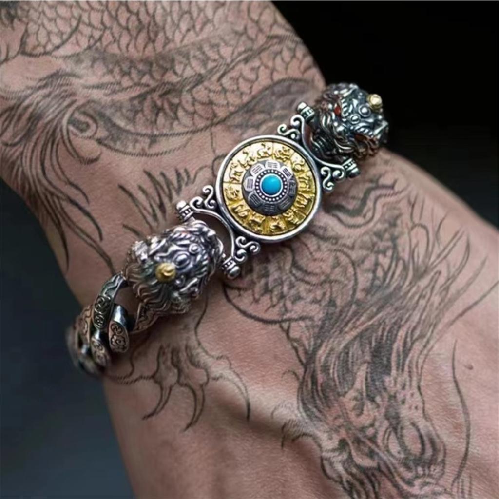 Blessing Wealth Animal Pixiu Bracelet Men Hand Accessories Ethnic Style Zodiac Animal Bracelet Male Jewelry