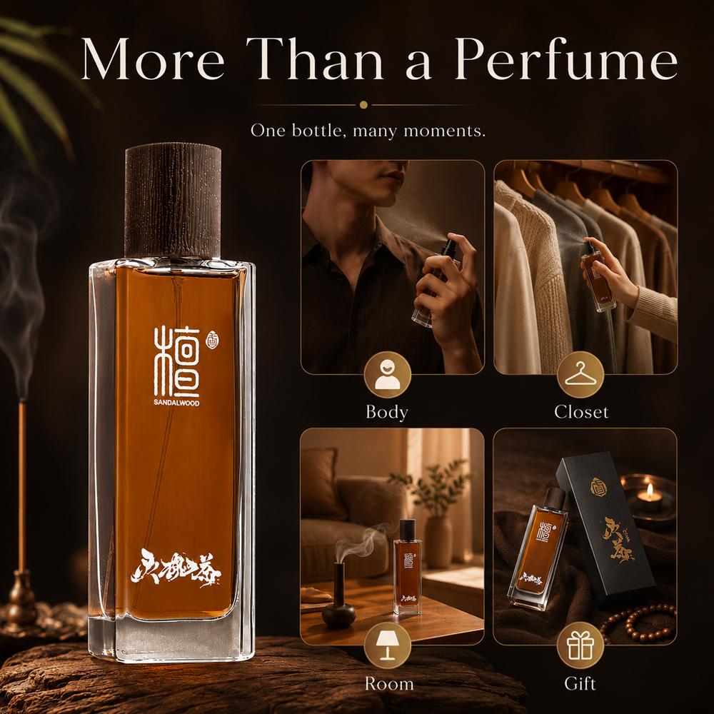Sandalwood perfume, sandalwood temple flavor, burning incense, sandalwood road, light fragrance, high-grade fragrance, long-lasting fragrance