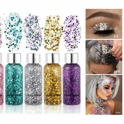Gel, Sequins Face & Body Glitters Nail Hair Face Body Decoration Nine Colors Art Sequins Gel Artistic Makeup Eye Glitters Cream
