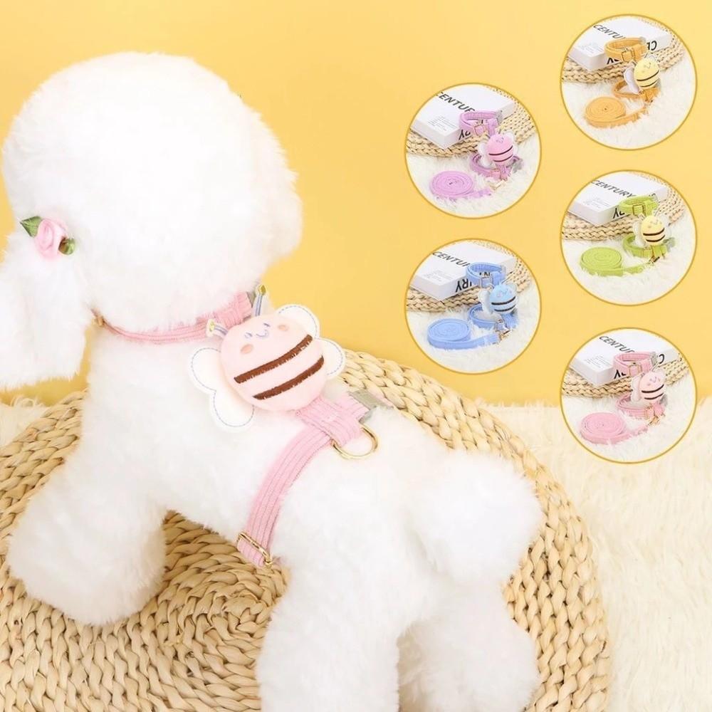 Pet Supplies Cartoon Bee Cat Harness Adjustable Portable Dog Harness Breast Back Harness Pet Collar Pet Walking