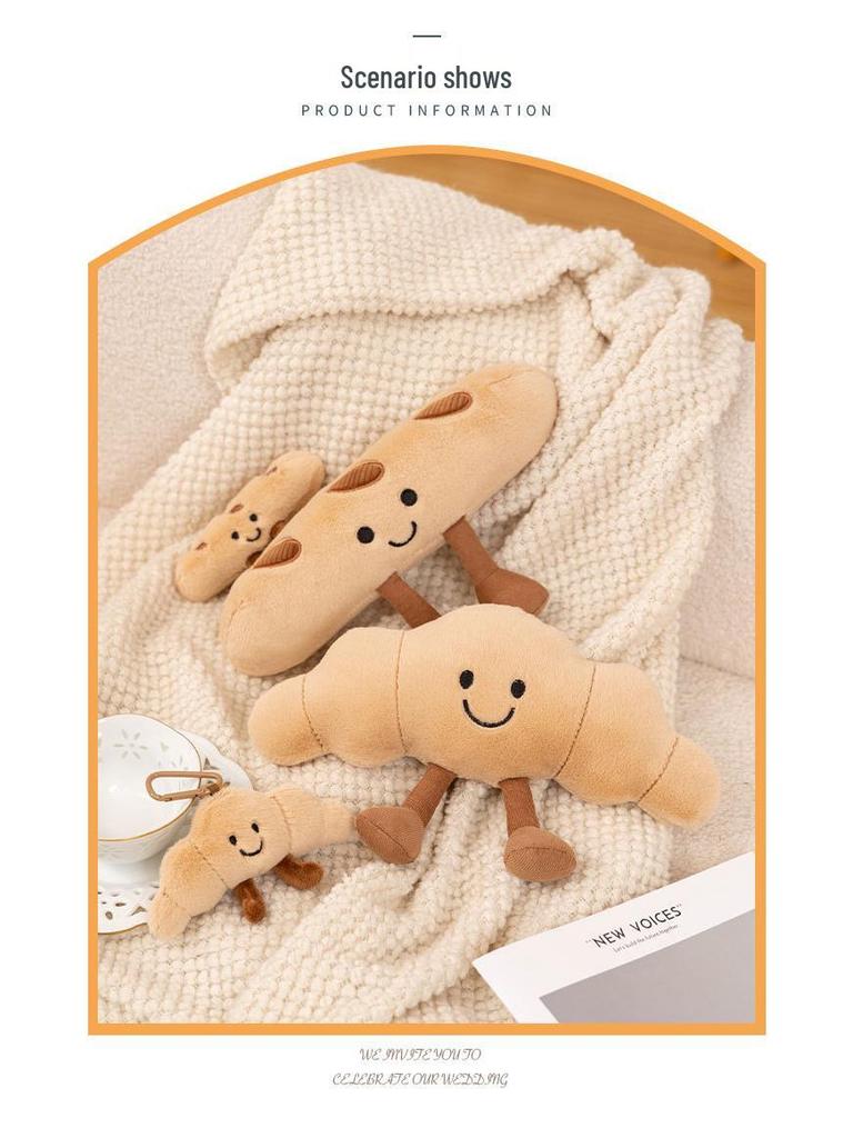 Moe French Baguette Plush Doll – Cute Bread Stuffed Toy Keychain & Backpack Pendant