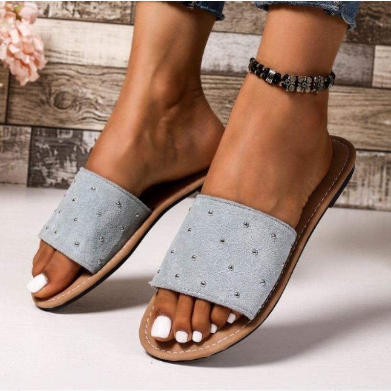 Fashion New Style Hollow Out Flat Slipper Leather High Quality Summer Sandals New Luxury Design Women's Shoes Beach Slides Zapatos Mujer