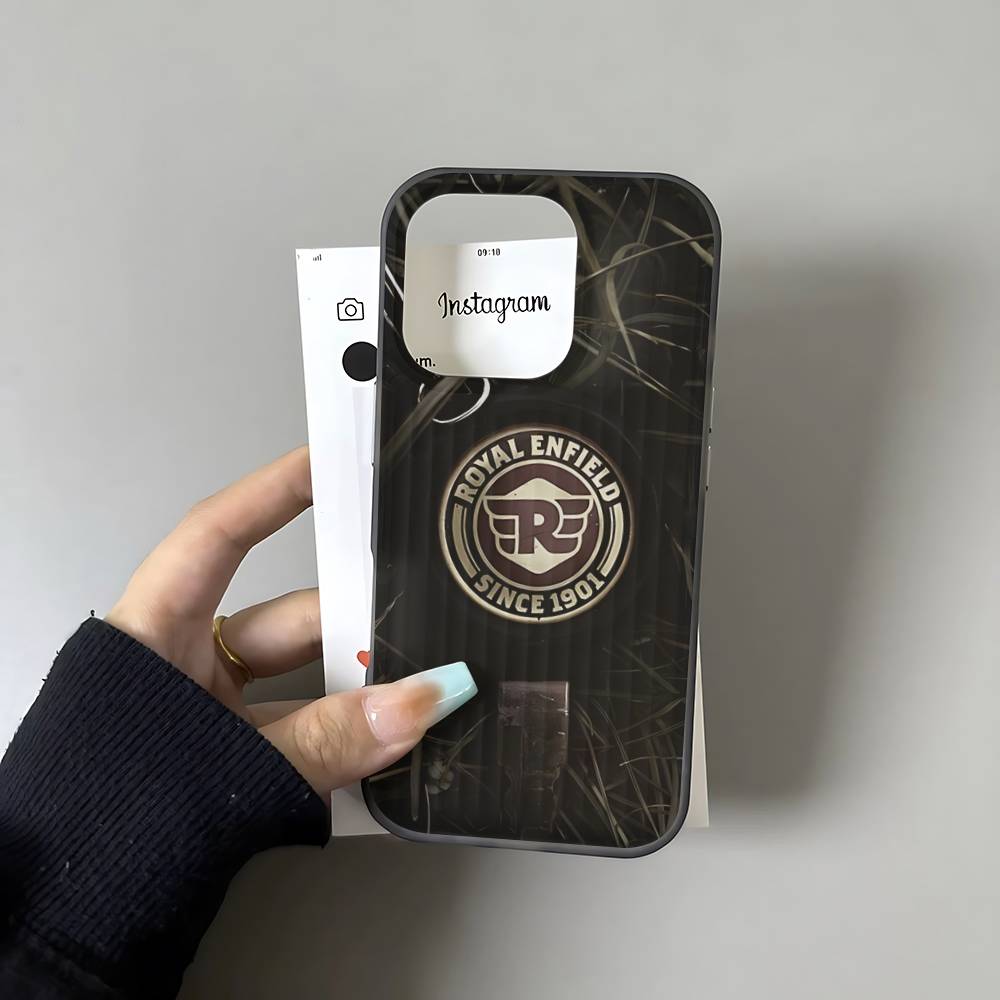 R-ROYALS E-ENFIELDS Logo Stripe Corrugated Shockprof Phone Case For IPhone 17 16 15 14 13 12 11 Pro Max Plus Pro Cover