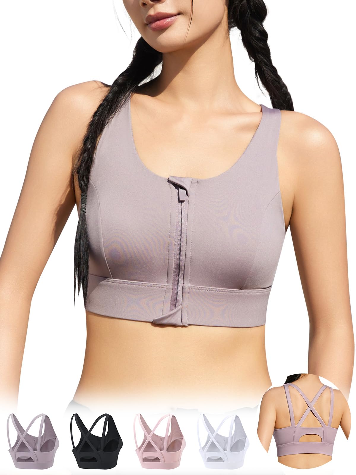 

Veimia Sports Высокий Отличный Йога с Высокой Коррекцией Отвисшей Груди Йога Бег Спортзал Бюстгальтер Женский Бюстгальтер, Нескользящий, Спереди на Застежке, Отрывается за Секунду, фиолетовый