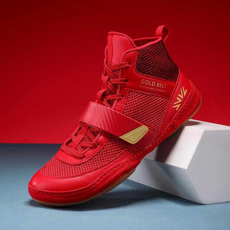 

2025 прямые продажи высокие борцовки мужские профессиональные обувь для единоборств обувь для тренировок по единоборствам боксерки обувь для бокса фитнеса обувь для Саньда 46 красный