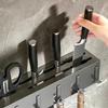 Stainless steel wall mounted tool holder without drilling, multifunctional kitchen storage rack with integrated chopstick cage.