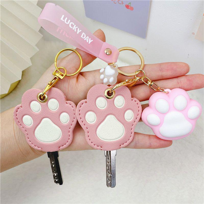 Personalized Cat Paw Keychain: Cute Women's Access Card Holder & Key Cover for Home and Vehicle