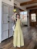 Neck skirt dress women's summer 2026 fashion new temperament suspender skirt yellow plaid waist halter skirt