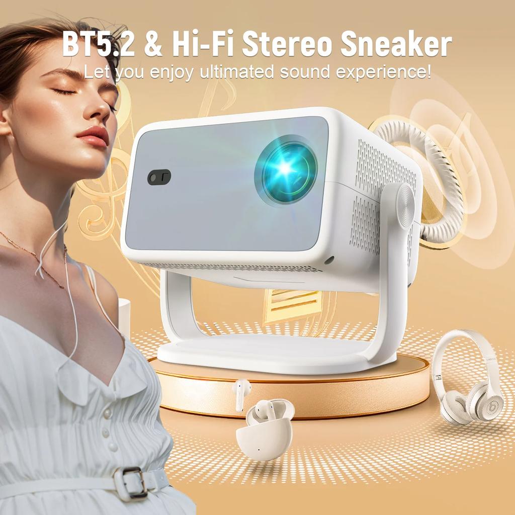 New TP350 Netflix Certification Projector 4K Android 13 Native Wifi6 BT5.2 1080P 650ANSI Portable Projector Auto Keystone Correction