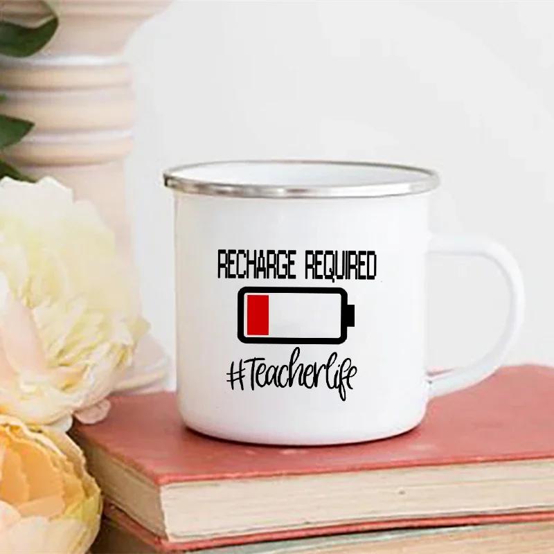 Teacher Mode Off Print Enamel Mug Cup for Coffee Original Coffee Cups Drinkware Unusual Mugs Personalized Funny Beer Travel Cute