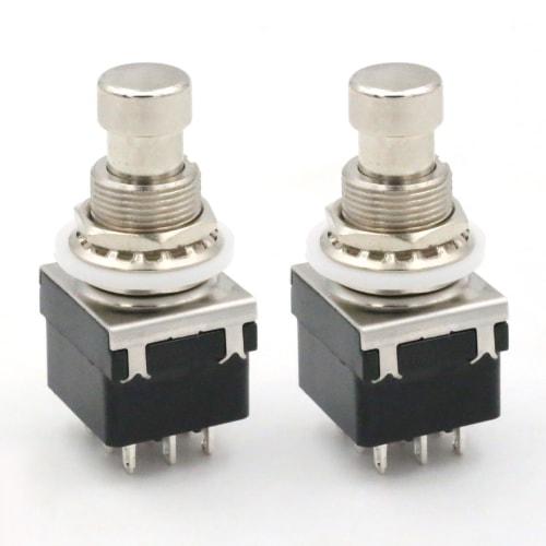 Set of 2 Switchcraft 3PDT Foot Switches, 3-Pole, 2-Contact, 9-Pin, Black, Push Switch