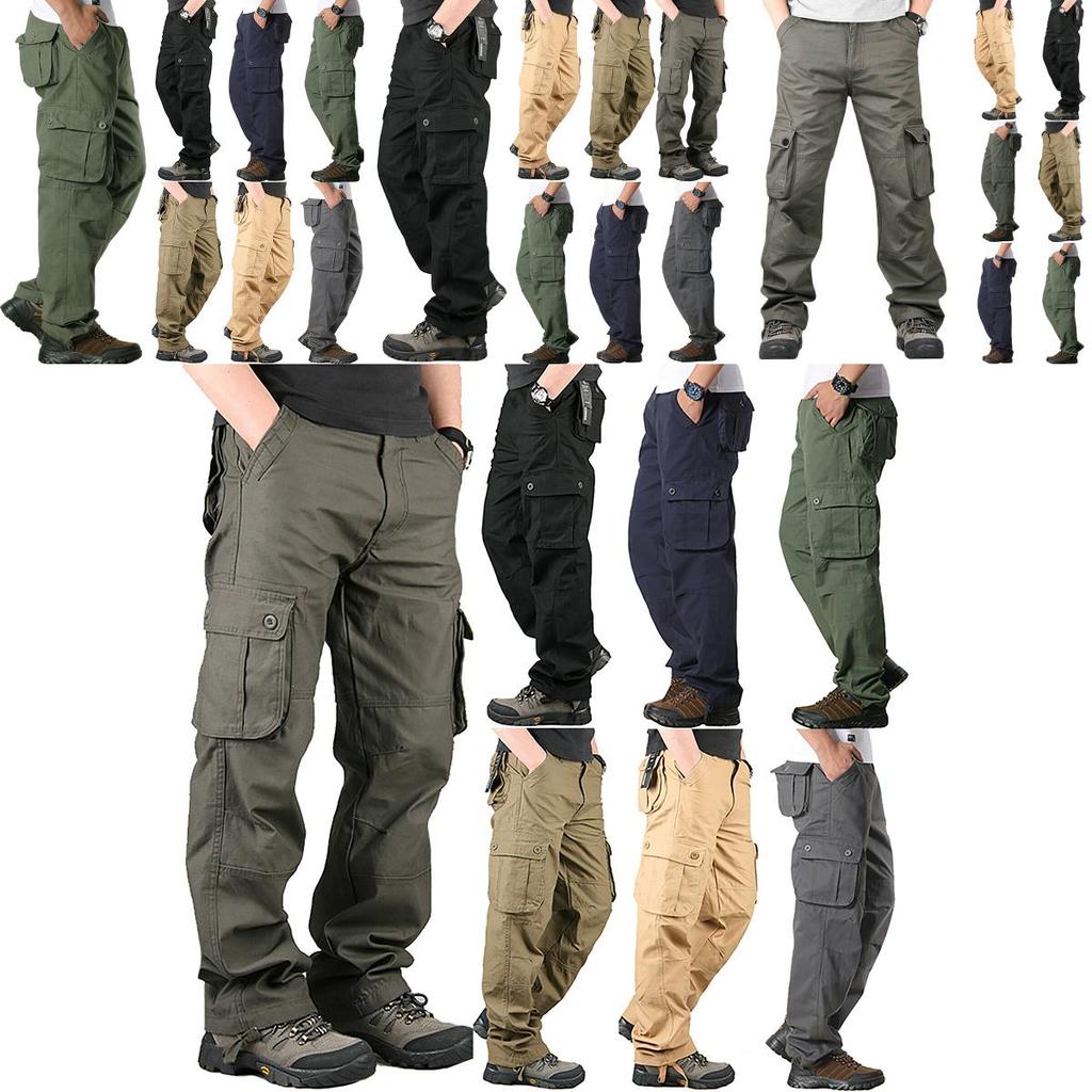 Comfortable Men's Cargo Pocket Work Pants For Casual Hiking And Outdoor Activities