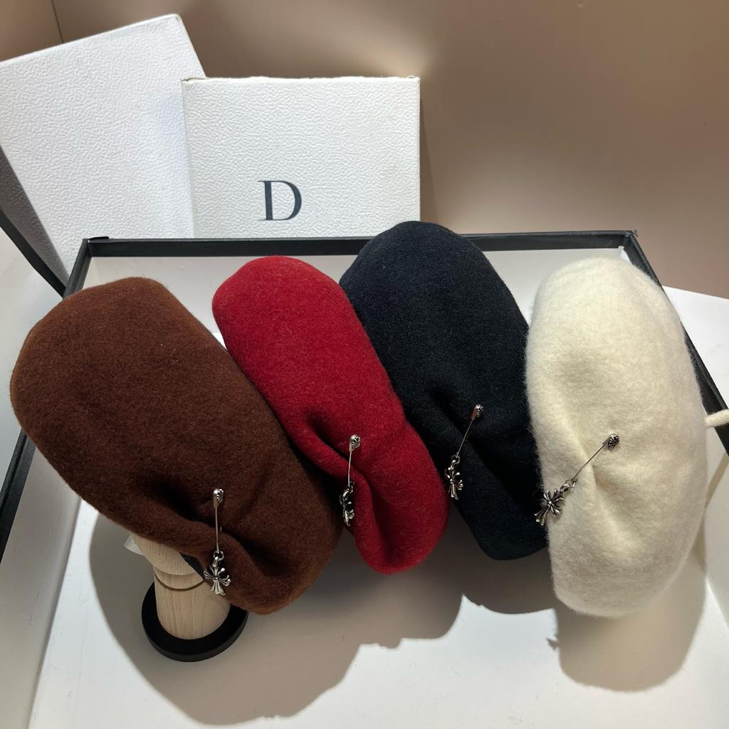 Australian Wool Beret Women'S French Personality Irregular Cross Star Anise Bud Hat Sweet Cool Painter Hat