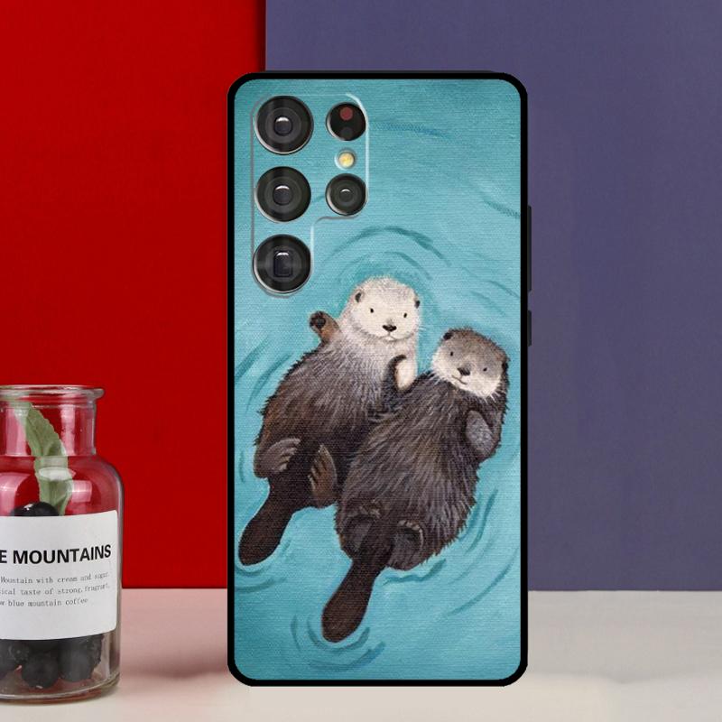 Cute cartoon otter Funda Case For Samsung Galaxy S25 Ultra S9 S10 S20 S22 Plus S21 FE S23 S24 Ultra Phone Cover