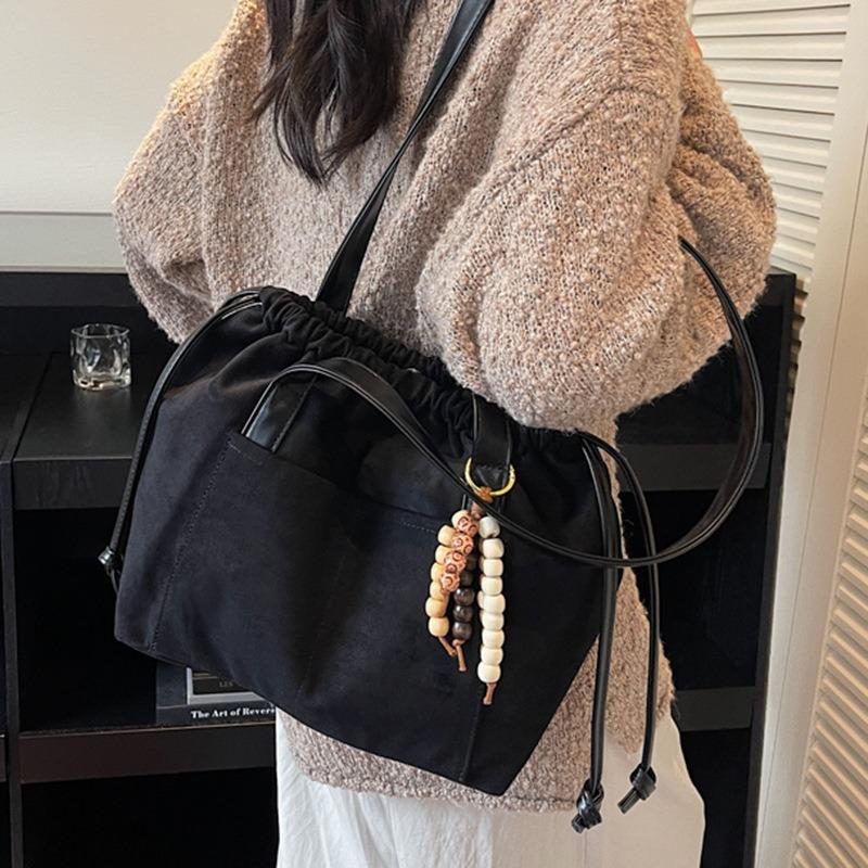 Autumn New Large-capacity Shoulder Bag Lazy Commuter Bag Women's Simple Hand-tote Bag Drawstring Drawstring Bag