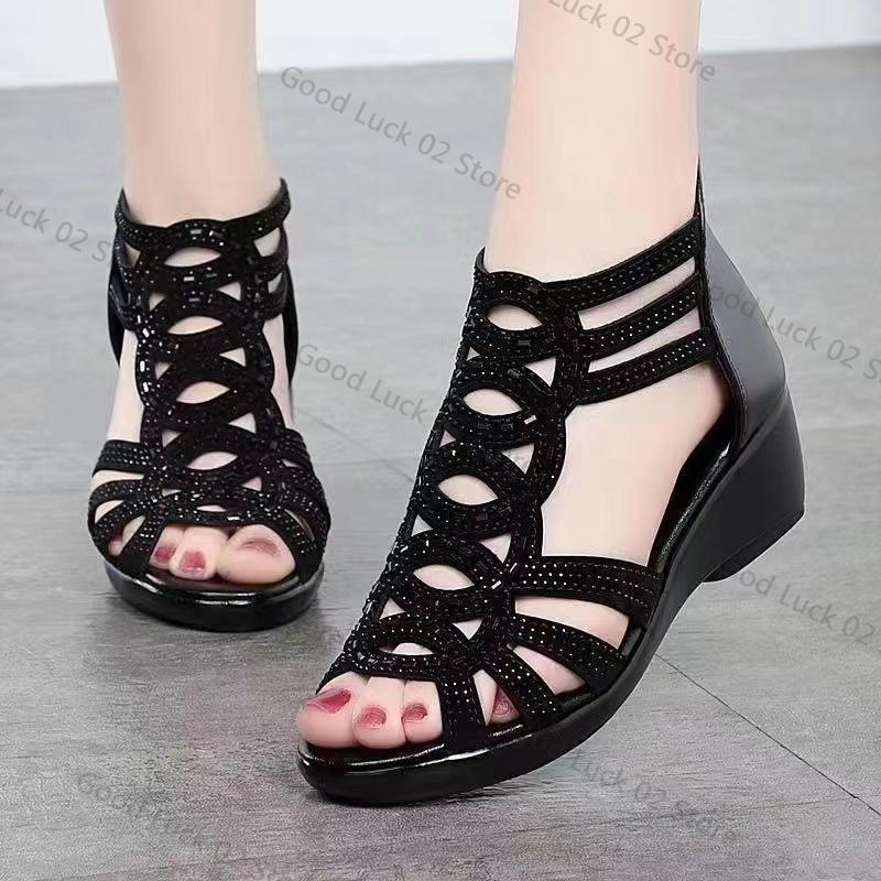 Fashion 2025 Summer New Soft Leather Roman Sandals Women  Soft Sole Outwear Women's Wedge Shoes Fashion Casual Designer Shoe Ladies