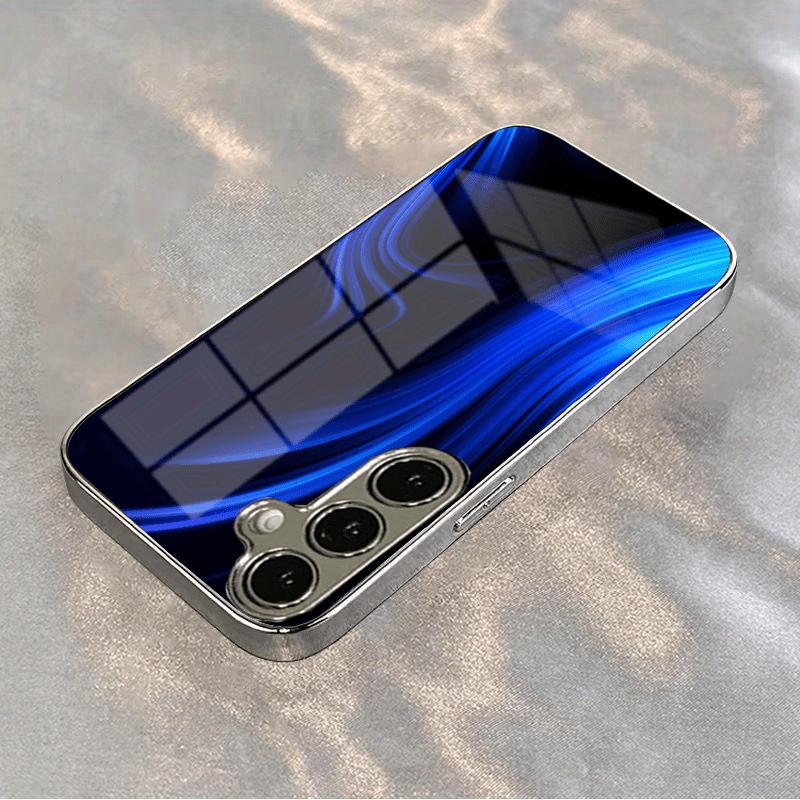 New Simple Blue Electroplated Glass Phone Case Suitable for Samsung S26 S25 S24 S23 S22 S21 S20 Models